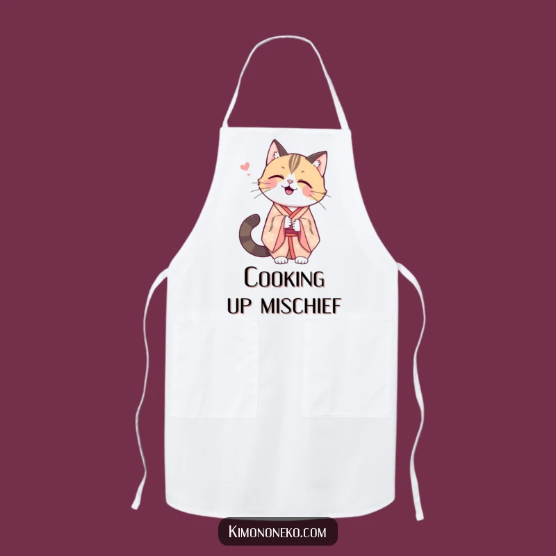 Funny Kawaii Cat Kimono Apron: Secret Chef, Charming Funny Kitchen Gift