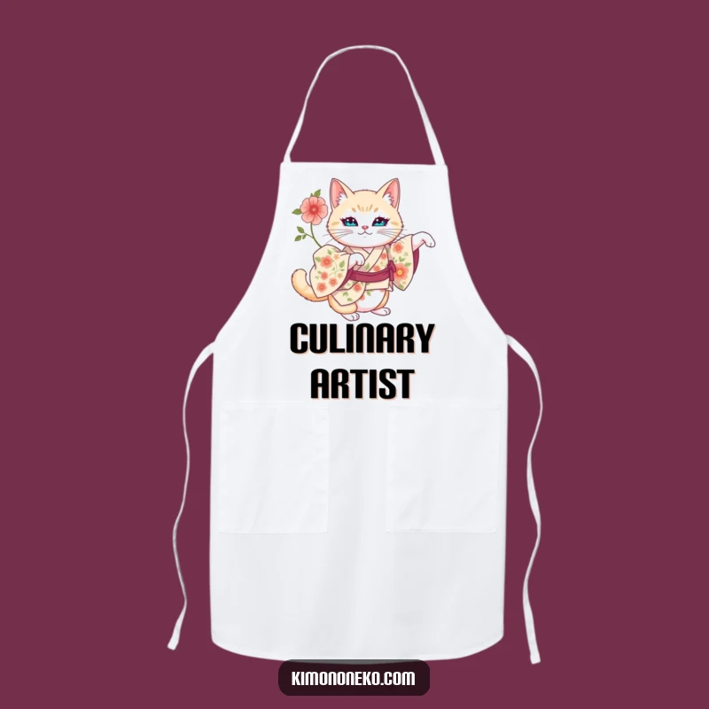 Funny Artistic Cat Kimono Apron: Cook with Creative Flair