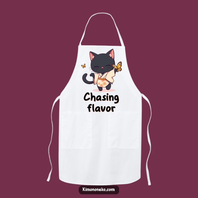 Funny Black Cat Kitchen Apron: Playful Chase Wear, Hilarious Gift