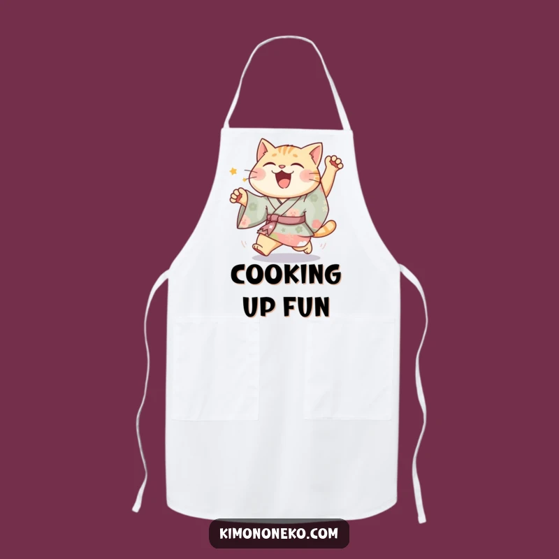 Funny Joyful Cat Kimono Apron: Cook with Fun and Vibrant Feline Spirit Gift