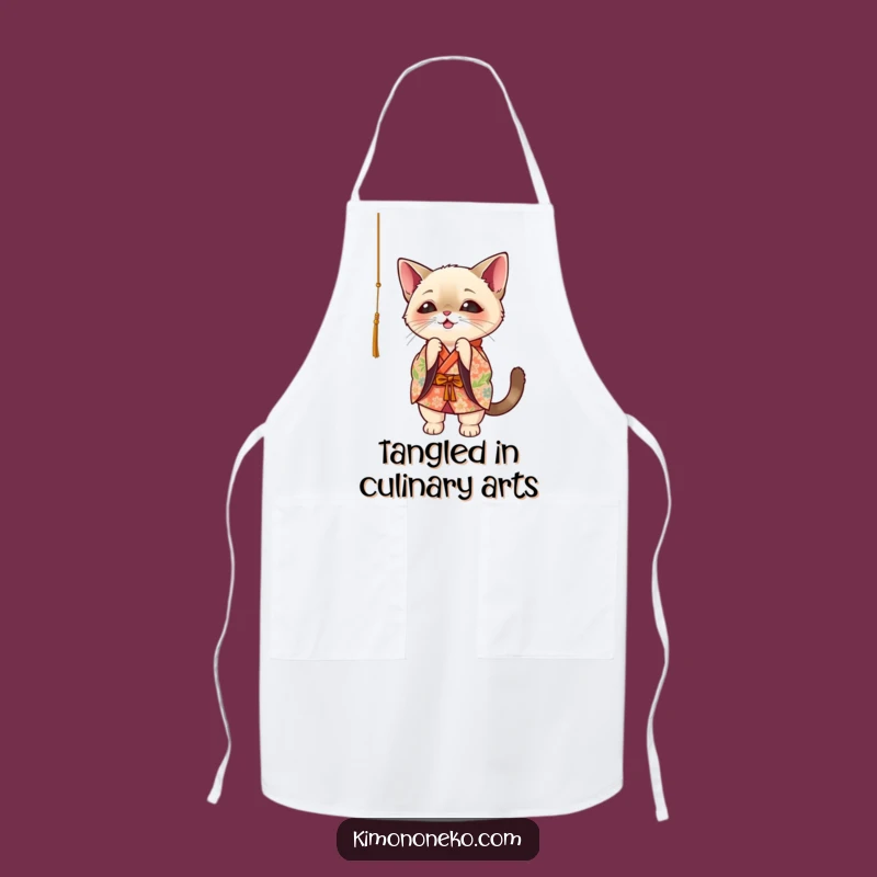 Funny Siamese Cat Kimono Apron: Playful Kawaii Oriental Cat Kitchen Fun