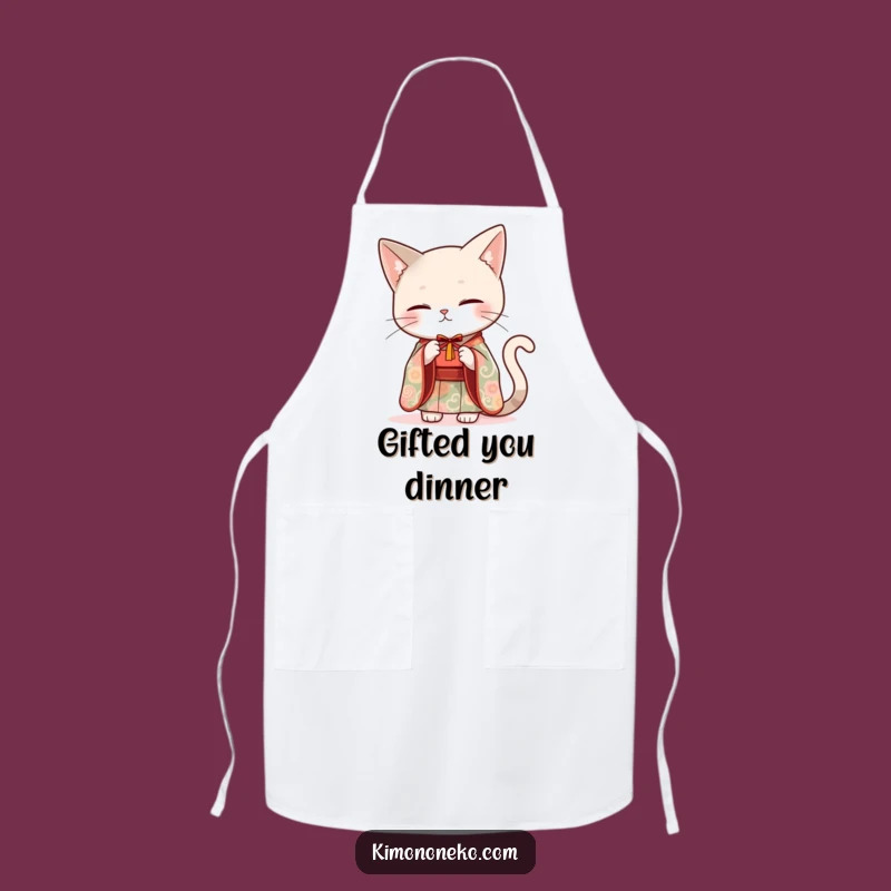 Funny Sleek Cat Kimono Apron - Serve with Style and Smiles!