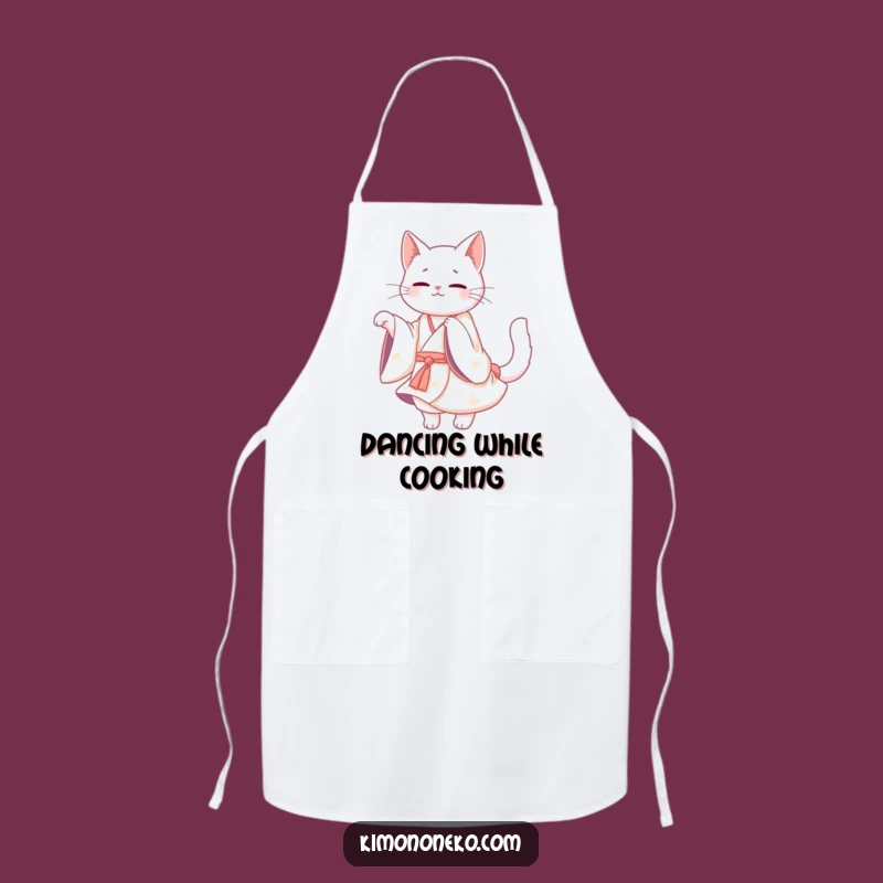 Funny White Cat Kimono Apron: Kawaii Grace in the Kitchen - Hilarious Gift