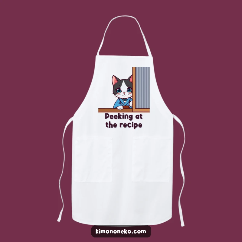 Funny Kawaii Tuxedo Cat Kitchen Apron - Curious Peek Chef