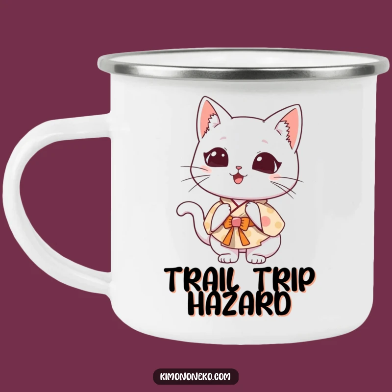Funny Kawaii Cat Kimono Camping Mug: Outdoor Flip, Quirky Funny Gift