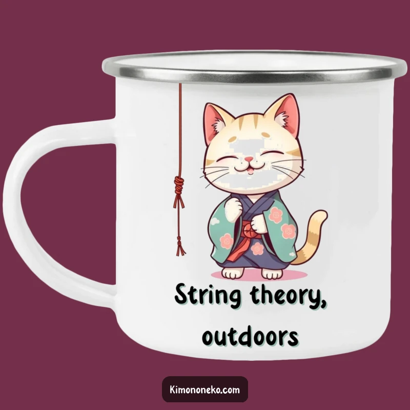 Funny Kawaii Cat Kimono Camping Mug: Playful Outdoor Companion, Hilarious Gift
