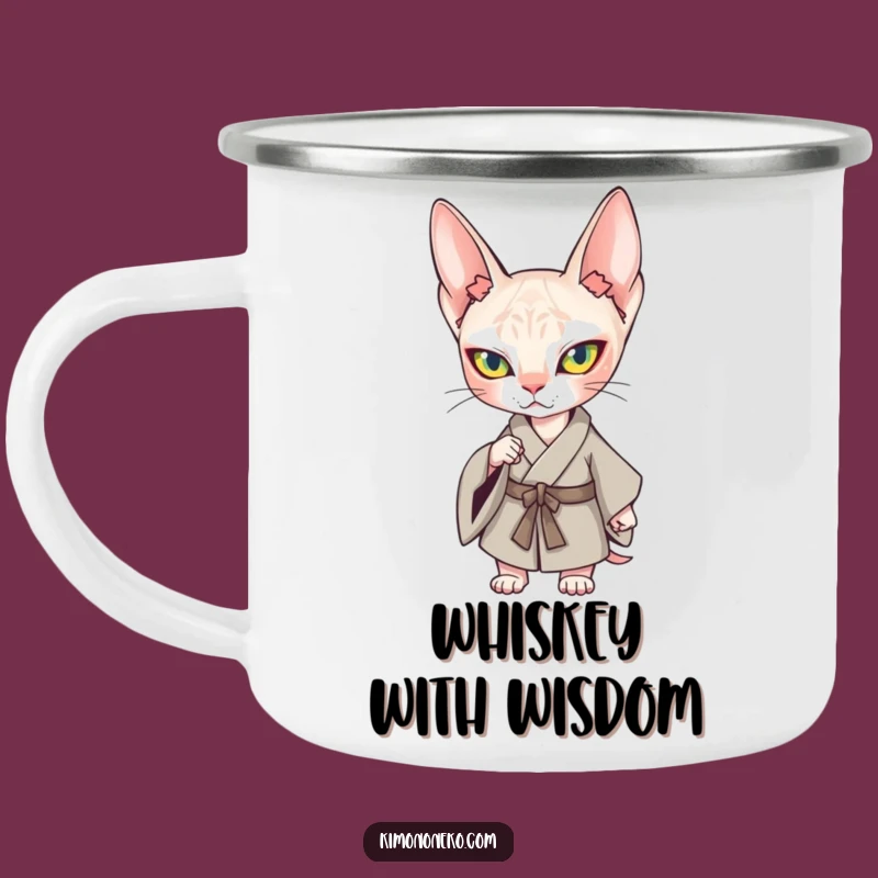 Funny Kawaii Sphynx Cat Kimono Camping Mug: Adventure with Confidence & Warmth
