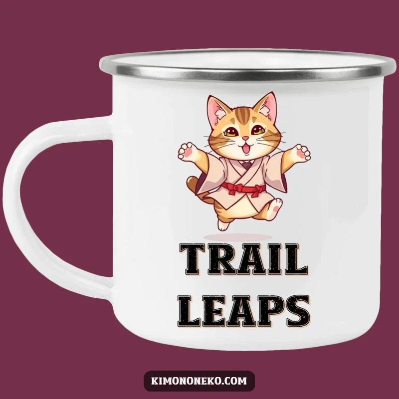 Funny Kimono Cat Camping Mug: Leap Gracefully, Camp Happily!