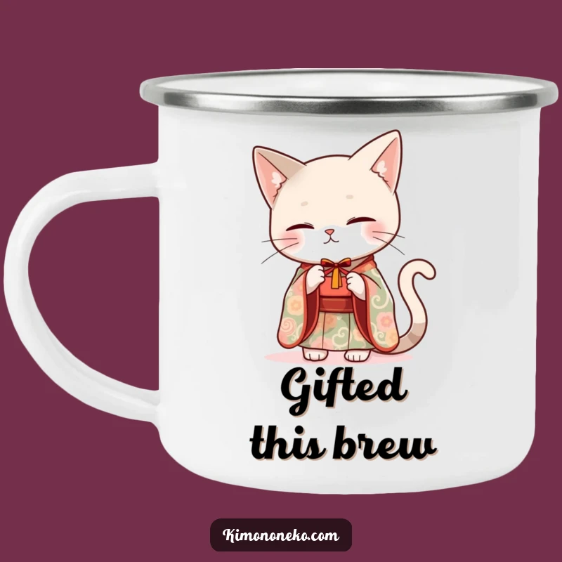 Funny Sleek Cat Kimono Camping Mug - Gifts of Warmth Outdoors!