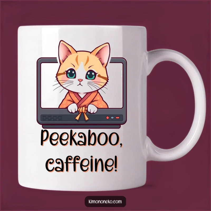 Funny Curious Cat Kimono Mug - A Peek-a-Boo Surprise Gift!