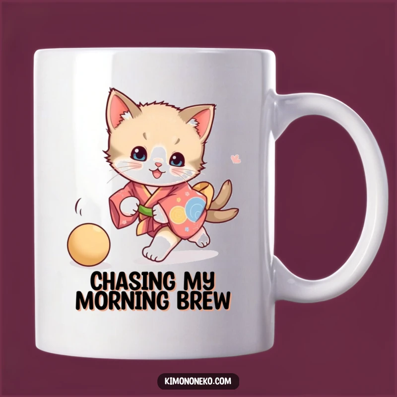 Funny Playful Kitten Kimono Mug: Energetic Feline Fun, Perfect Funny Gift for Cat Lovers