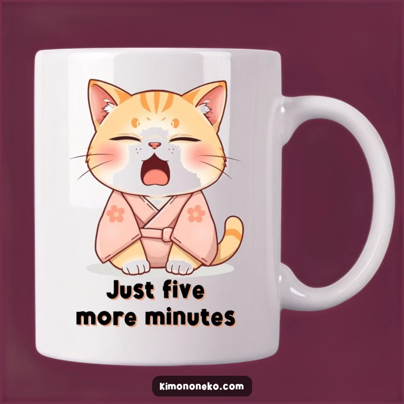 Funny Sleepy Cat Kimono Mug - Adorable Yawn & Cozy Gift
