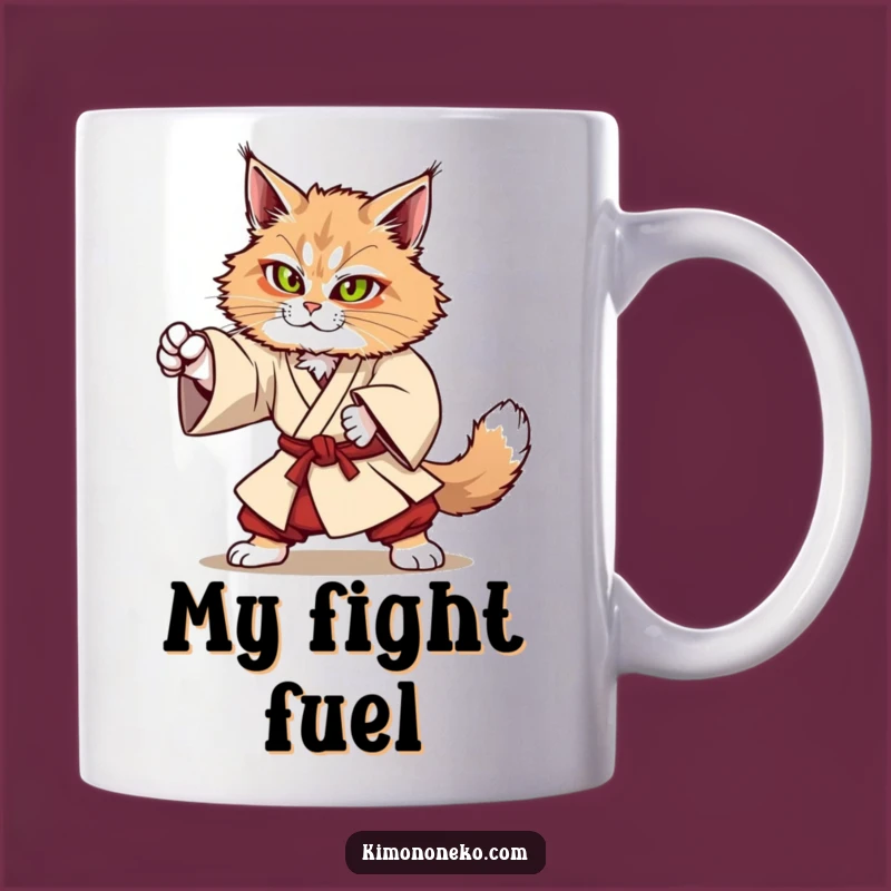 Funny Kawaii Maine Coon Cat Martial Arts Mug - Strong Anime Gift