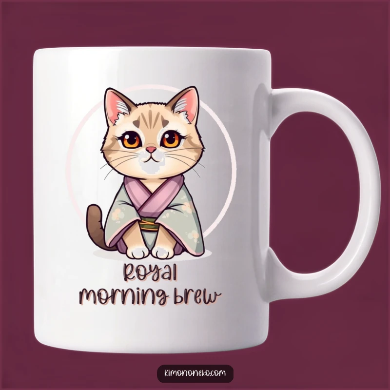 Funny Cat Kimono Mug: Regal Kitty Silk Pride - Elegant Gift!