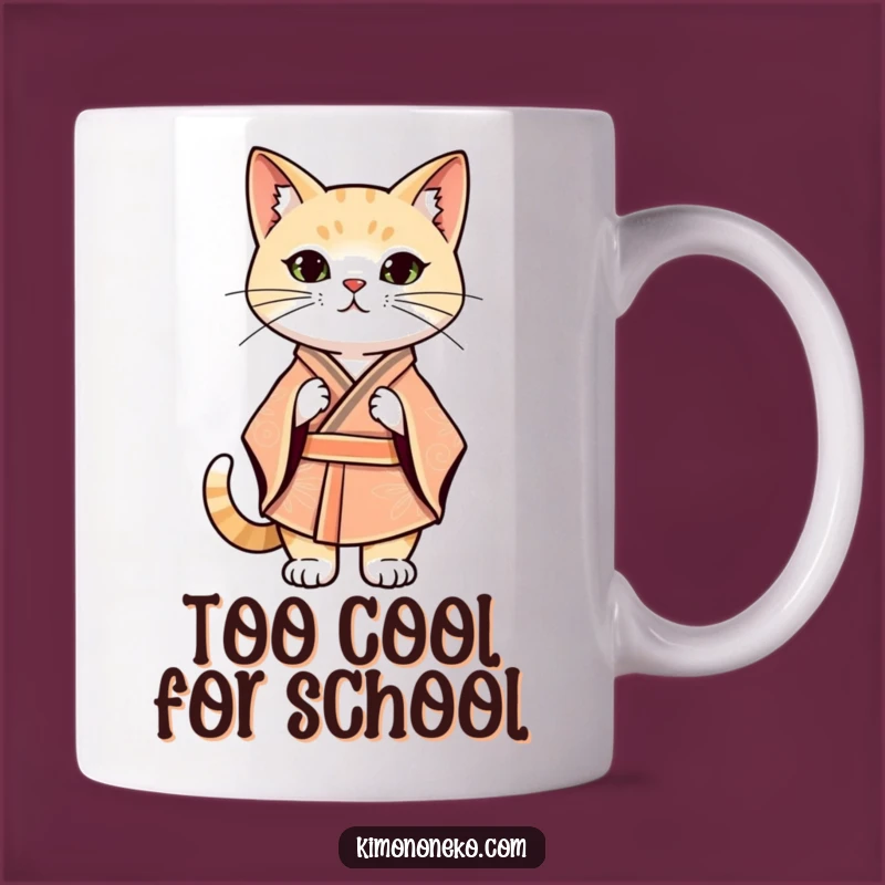 Funny Kawaii Cat Kimono Mug: Confident Kitty Pose, Bold Style, Perfect Gift