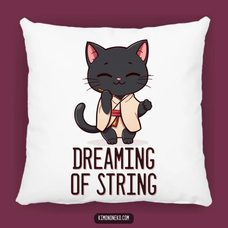 Funny Black Cat Kimono Pillow: Soft Kawaii Playfulness for a Hilarious Gift