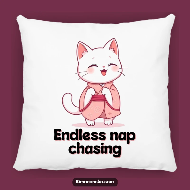 Funny Kawaii Cat Pillow: Cozy Giggling White Kitty Cushion