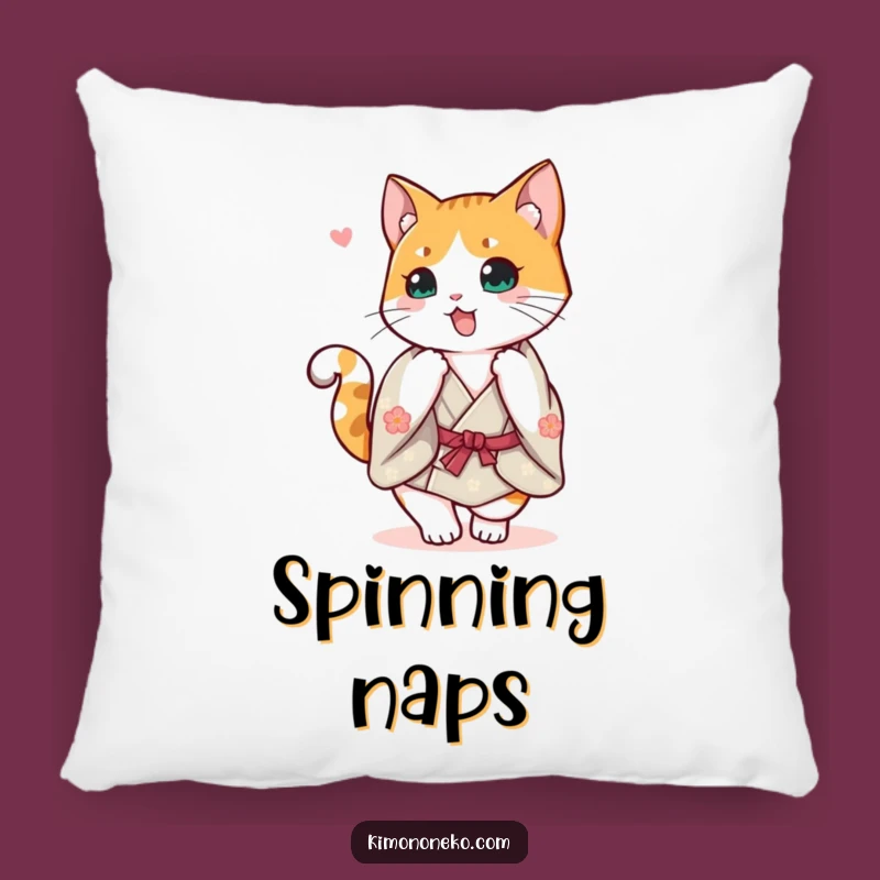 Funny Calico Kimono Pillow: Cozy Happy Cat Spin Cushion