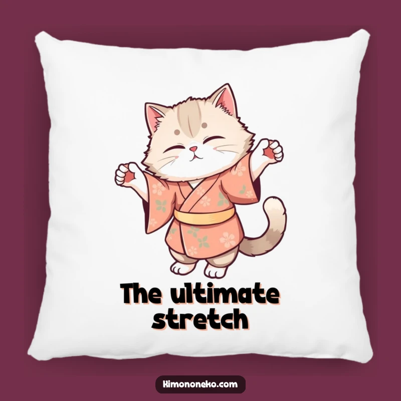Funny Cat Kimono Pillow: Fluffy Kitty Floral Stretch - Comforting Companion