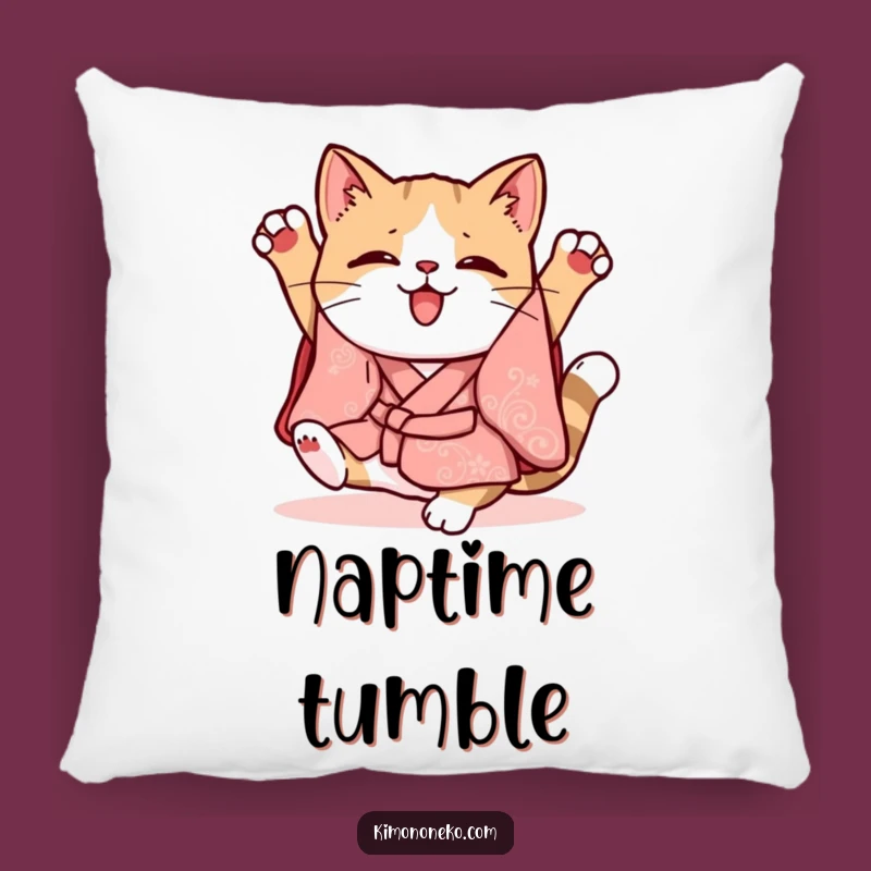 Funny Kawaii Cat Kimono Pillow: Clumsy Comfort, Whimsical Accent, Cozy Gift