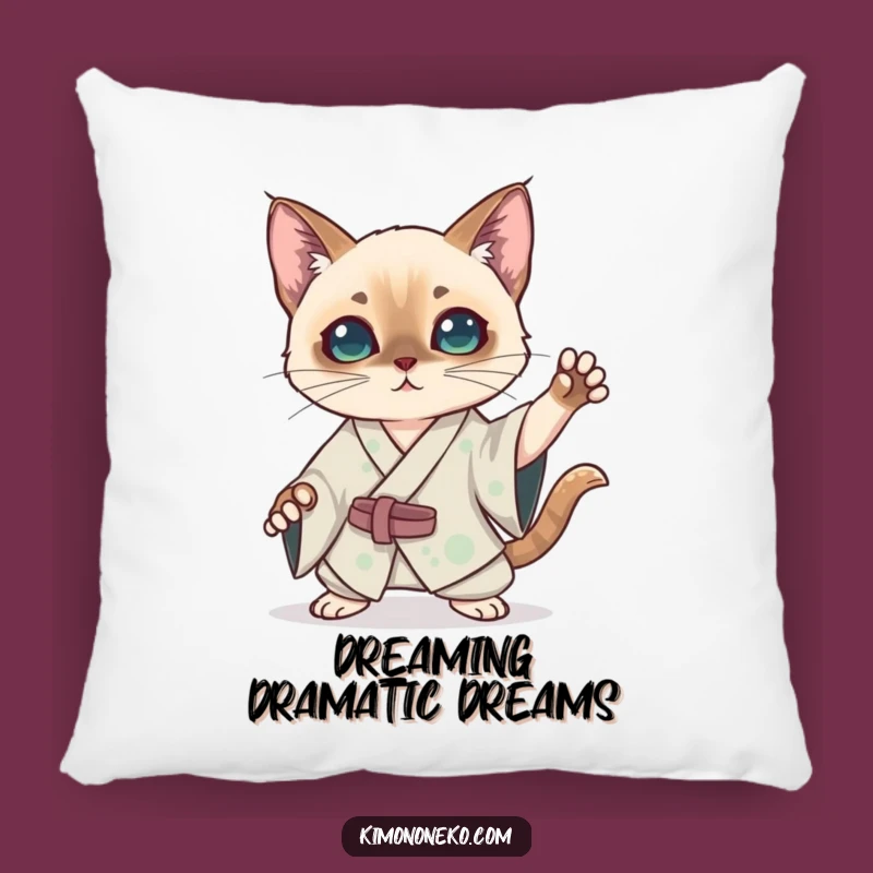 Funny Kawaii Siamese Cat Kimono Pillow: Dramatic Comfort & Anime Charm Gift