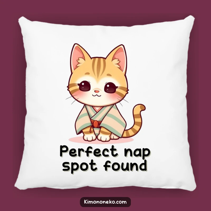 Funny Kawaii Tabby Pillow: Cozy Content Cat Cushion