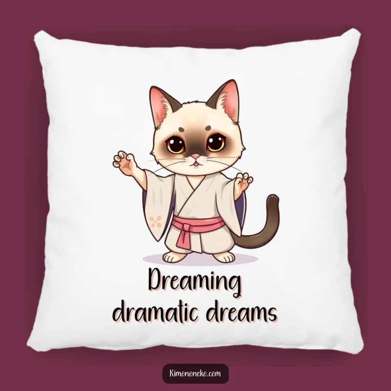Funny Siamese Cat Kimono Pillow: Soft Kawaii Drama for a Hilarious Gift