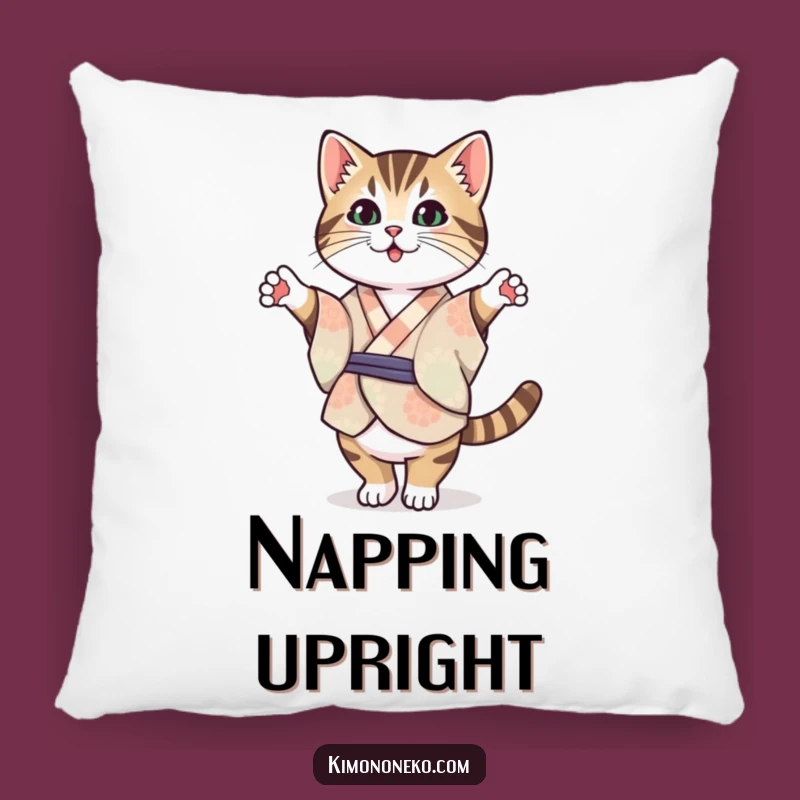 Funny Tabby Cat Kimono Pillow: Soft Kawaii Balance for a Hilarious Gift