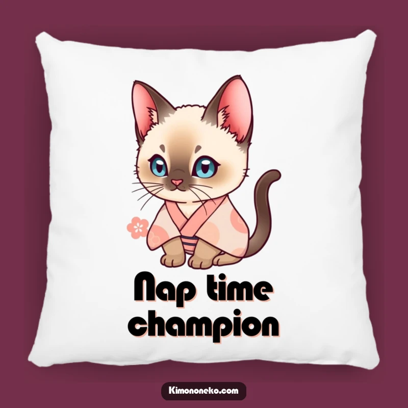 Funny Siamese Cat Kimono Pillow: Curious Cat Comfort, Soft Humorous Home Decor Gift