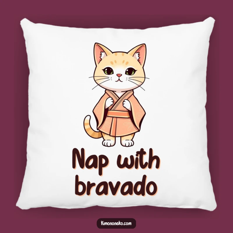 Funny Kawaii Cat Kimono Pillow: Confident Comfort, Stylish Accent, Great Gift