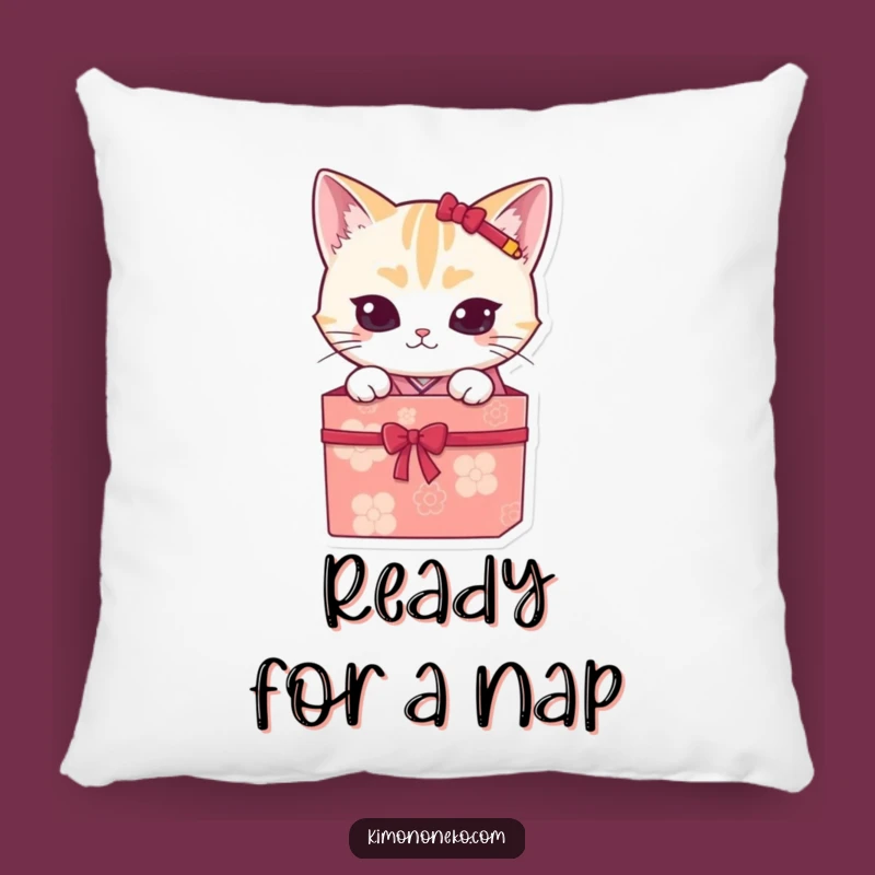 Funny Kawaii Cat Kimono Pillow - Cozy Humor for Your Couch!