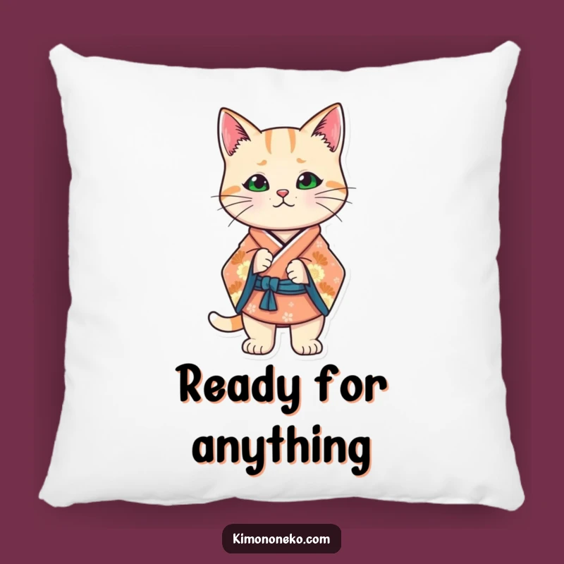 Funny Kawaii Cat Kimono Pillow: Confident Decor, Comfy Funny Gift