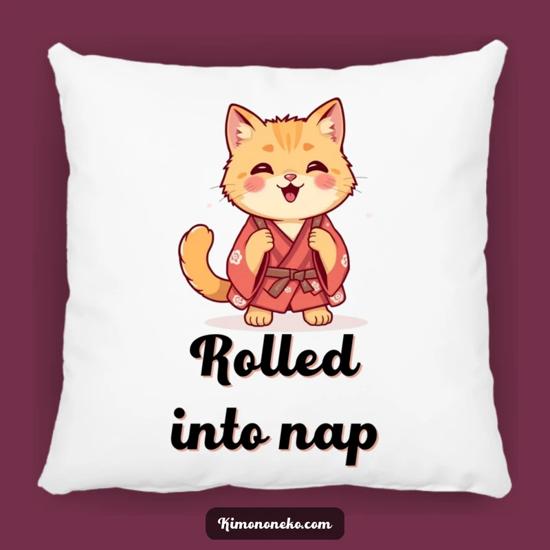 Funny Ginger Cat Kimono Pillow - Cuddle Up with Happy Rolls!