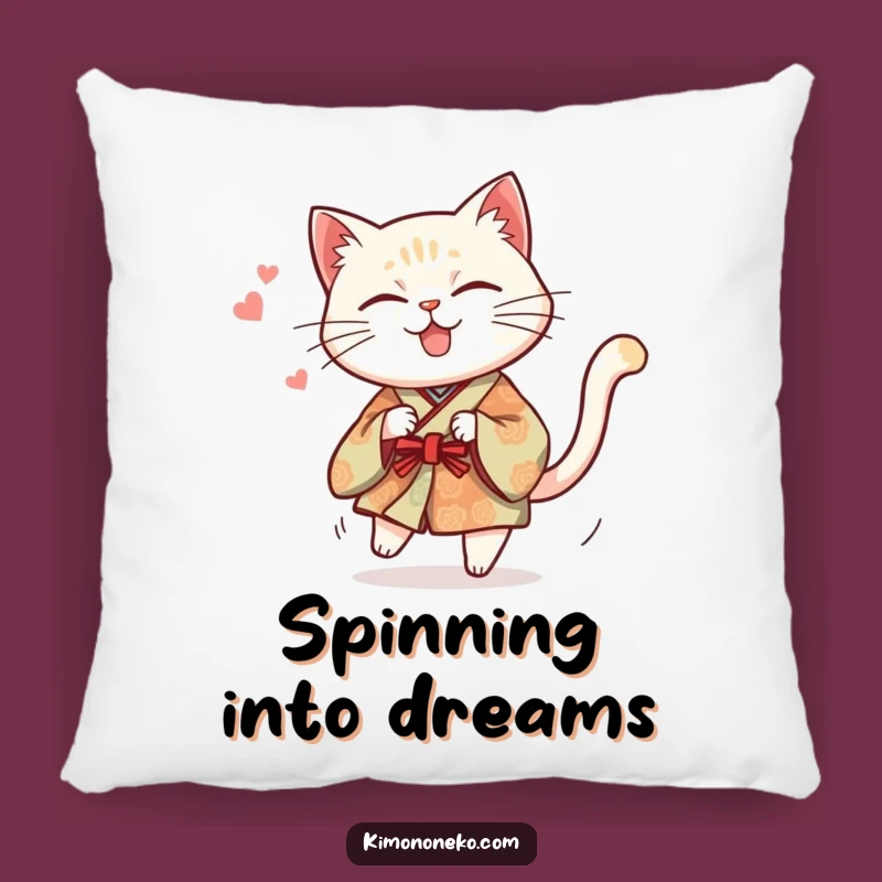 Funny Cat Kimono Pillow: Mischievous Kitty Tail Chase - Comedic Comfort