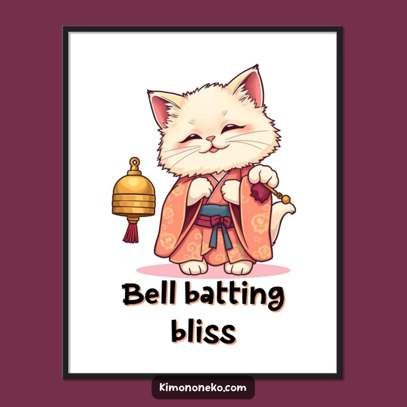 Funny Kawaii Cat Kimono Digital Art: Instant Download of Adorable Feline Fun