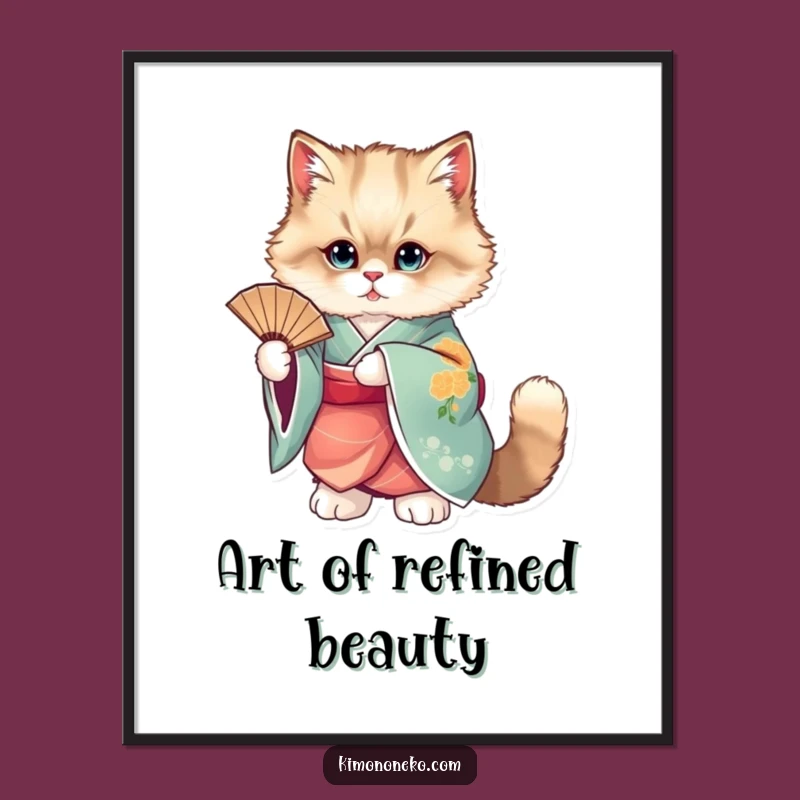 Funny Elegant Cat Kimono Digital Art - Instant Chic Decor