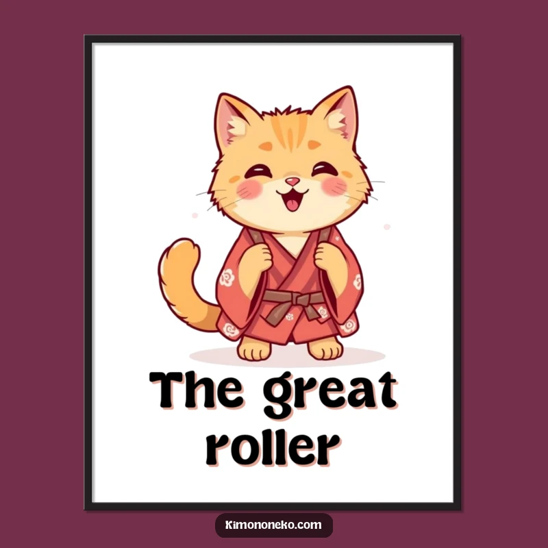 Funny Ginger Cat Kimono Digital Art - Playful Rolls for Your Walls!