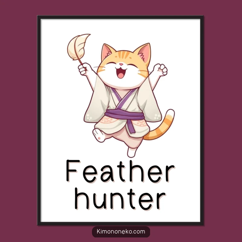 Funny Joyful Cat Kimono Digital Art - Instant Playful Decor