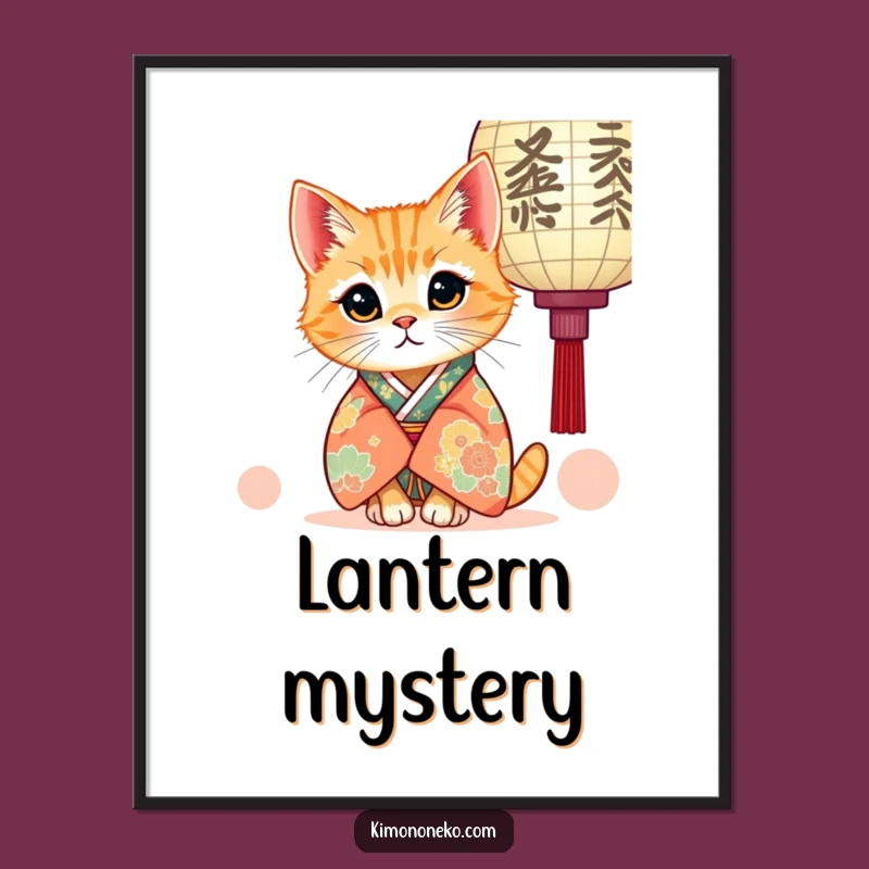 Funny Kawaii Ginger Cat Kimono Digital Art: Instant Download of Curious Feline Art
