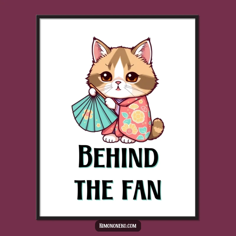 Funny Kawaii Scottish Fold Cat Digital Art - Cute Anime Decor