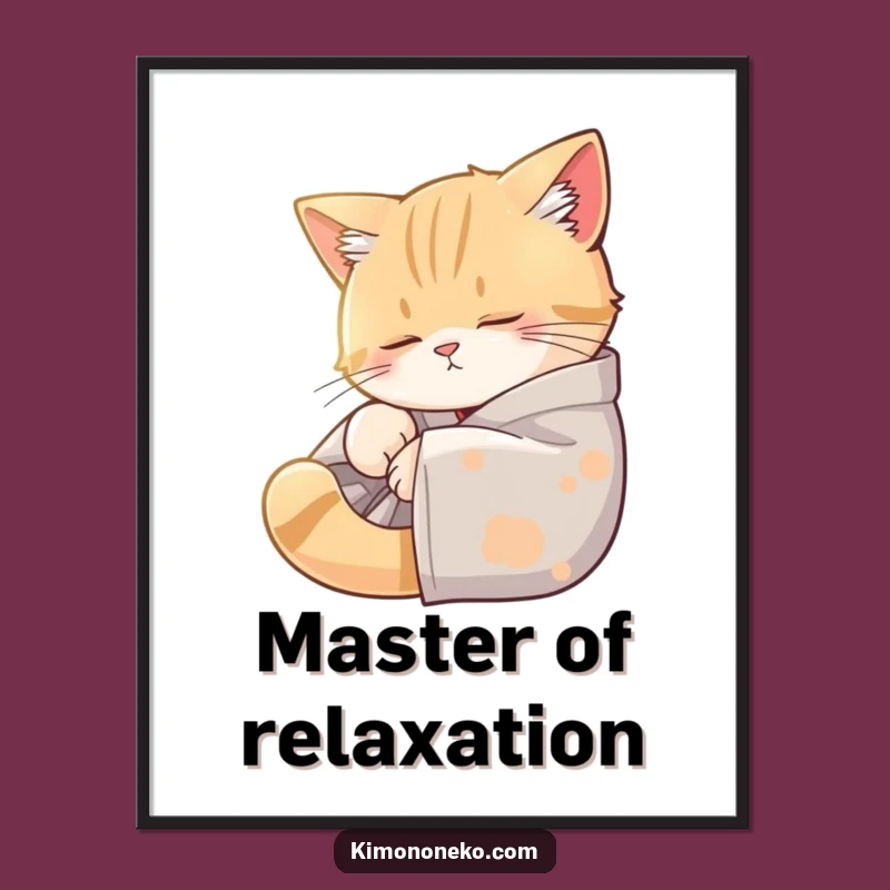 Funny Sleepy Cat Kimono Digital Print - Cozy Cat Nap Art for Instant Joy