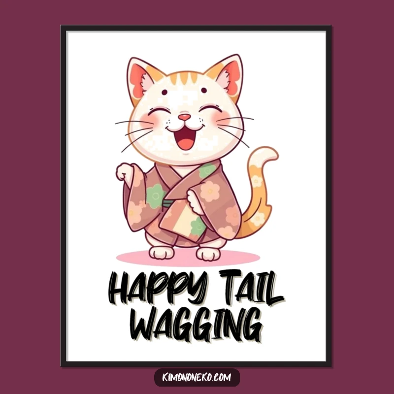 Funny Happy Cat Kimono Digital Art - Pure Joy for Your Walls!