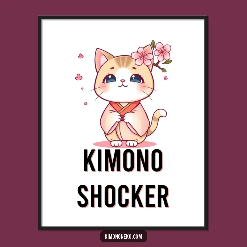 Funny Kawaii Kimono Cat Digital Print: Surprising Wall Art, Perfect for Funny Gift