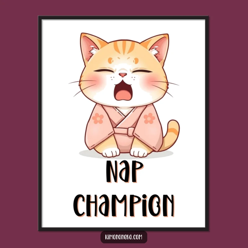 Funny Sleepy Cat Kimono Digital Art - Instant Cozy Decor