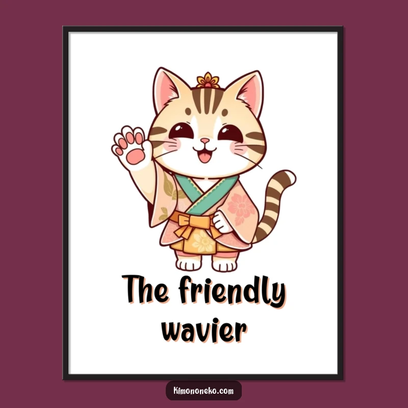 Funny Striped Cat Kimono Digital Art - Festive Waves for Your Walls!