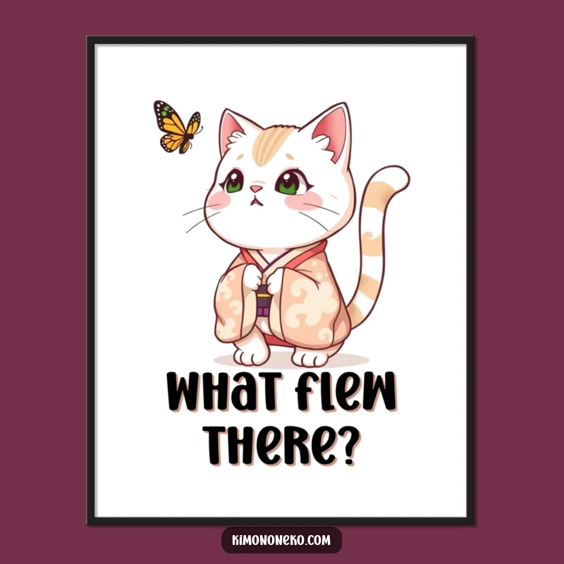 Funny Surprised Cat Kimono Digital Art - Instant Festive Decor