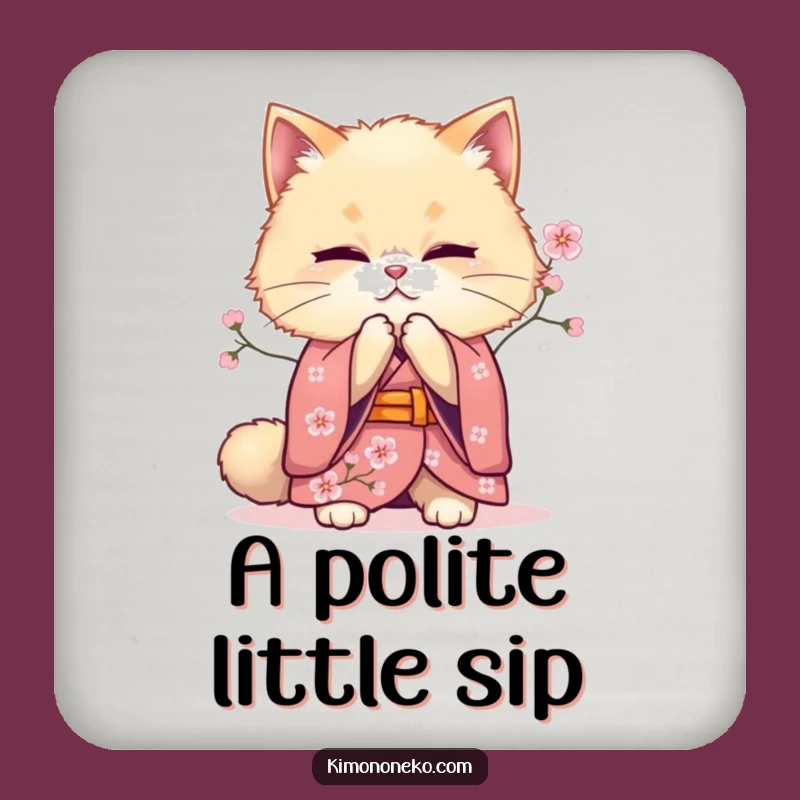 Funny Bowing Cat Kimono Coasters: Feline Grace Protection, Perfect Funny Gift for Tables