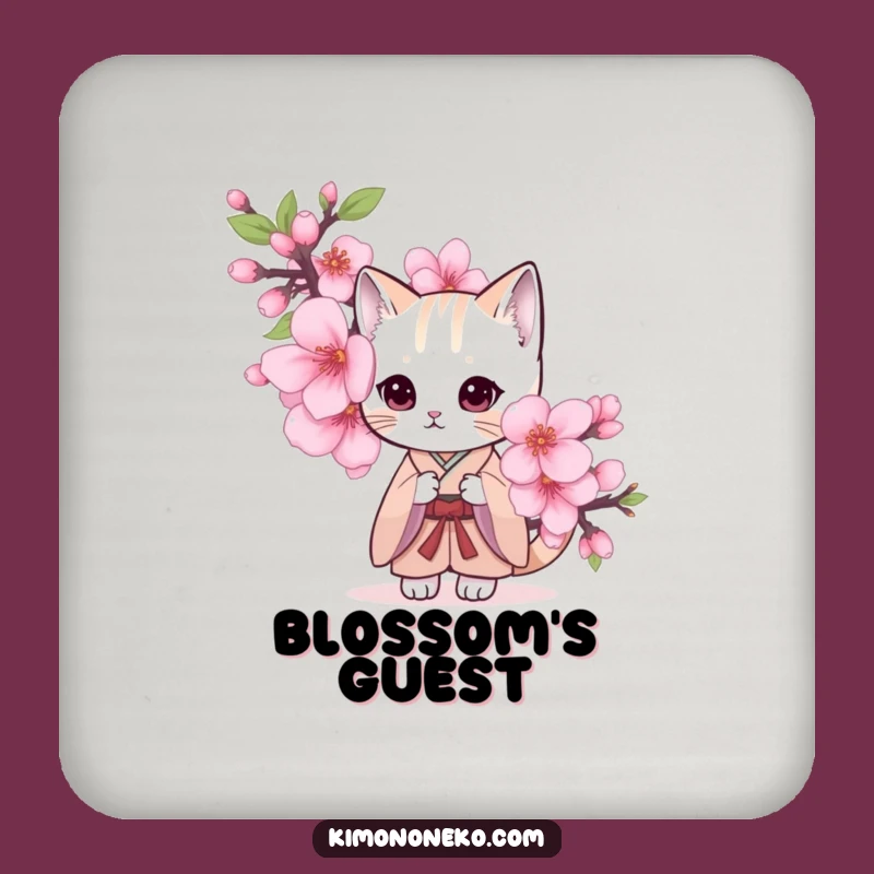 Funny Shy Cat Kimono Drink Coaster: Protect Surfaces with Charm