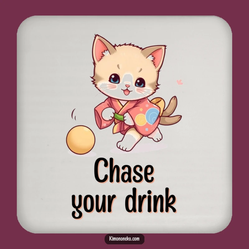 Funny Playful Kitten Kimono Coasters: Feline Energy Protection, Perfect Funny Gift for Tables