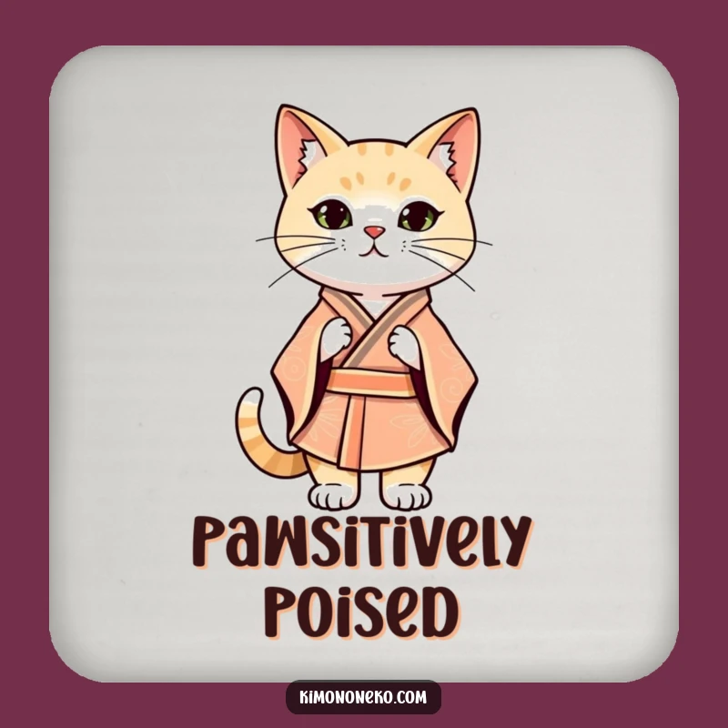 Funny Kawaii Cat Kimono Coaster: Confident Table Guard, Stylish Accessory Gift
